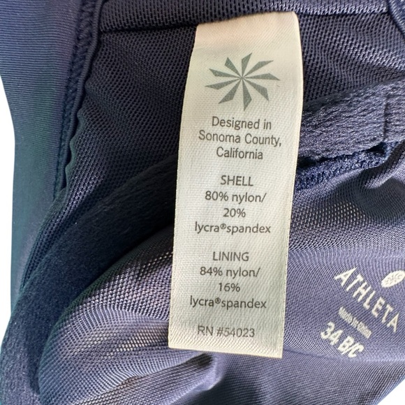 Athleta Navy Blue Bikini Swim Top 34 B/C Twist Front Adjustable Straps Bra Lined - Picture 7 of 11